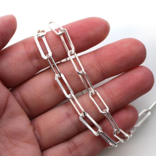 Wholesale Sterling Silver Bulk Chain - Textured Big Long Box Chain (sold per foot)