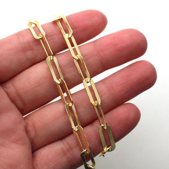 Wholesale Gold Over Sterling Silver Bulk Chain - Textured Big Long Box Chain (sold per foot)