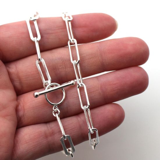 Wholesale Sterling Silver Finished Chain - Textured Long Box Chain