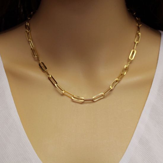 Wholesale Gold Over Sterling Silver Finished Chain - Textured Long Box Chain