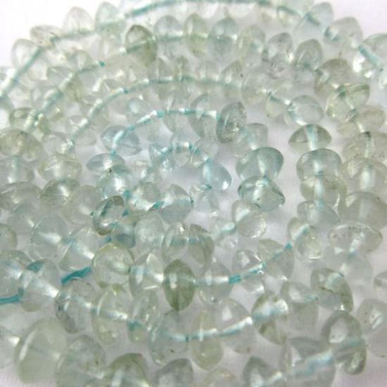 Wholesale March Birthstone-Gemstone Beads -- Aquamarine  Plain Button Beads (3-5 mm) 14 inches