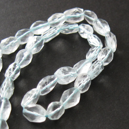 Wholesale March Birthstone-Semi-Precious Gemstone Beads-Aquamarine -Faceted Oval Beads - full strand -( 7-8mm) 14 inches