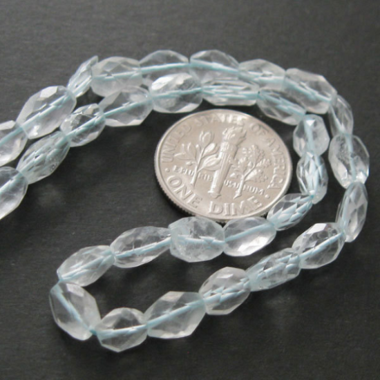 Wholesale March Birthstone-Semi-Precious Gemstone Beads-Aquamarine -Faceted Oval Beads - full strand -( 7-8mm) 14 inches