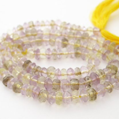 Wholesale Ametrine -Semi Precious Stone ,Hand Faceted Rondell Beads - full strand -(4 mm) 14.5 inches