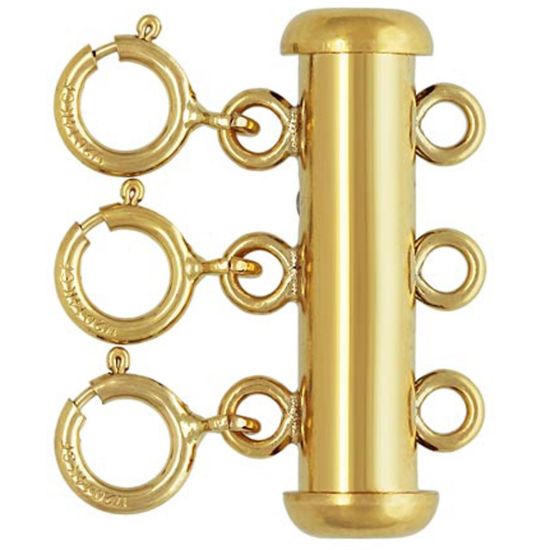 Wholesale 1/20 14K Gold Filled Tube Clasp- 3 Row Layered Necklace Clasp