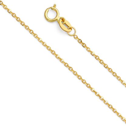 Wholesale 14K Yellow Gold Necklace-Side Cut Oval Rolo Chain-18"
