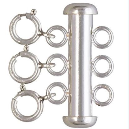Wholesale 925 Sterling Silver Tube Clasp- 3 Row Layered Necklace Clasp
