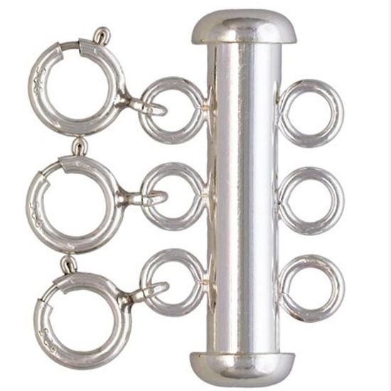Wholesale 925 Sterling Silver Tube Clasp- 3 Row Layered Necklace Clasp