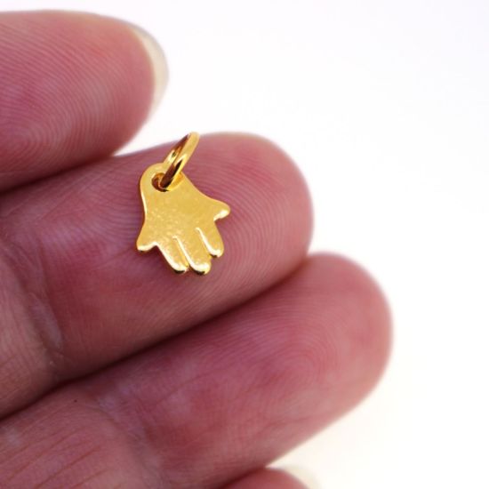 Wholesale Gold Plated over Sterling Silver Hasma Hand Charm - 8mm (1 pc)