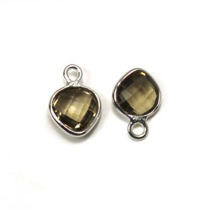 Wholesale Sterling Silver Bezel Charm Pendant - 10x7mm Tiny Heart Shape - Smokey Quartz