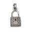 Wholesale Rhodium Plated 925 Sterling Silver  Lock Charm with CZ  - 18mm (1 pc)