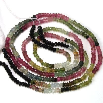 Wholesale Tourmaline Semiprecious Gemstone Beads - Faceted Rondelle Beads -  13 inches