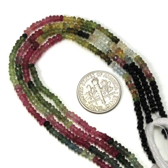 Wholesale Tourmaline - Semiprecious Gemstone Beads - Faceted Rondelle Beads -  13 inches