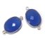 Wholesale Sterling Silver Bezel Gemstone Links - Faceted Oval Shape - Blue Chalcedony