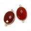 Wholesale Sterling Silver Bezel Gemstone Links - Faceted Oval Shape -Carnelian