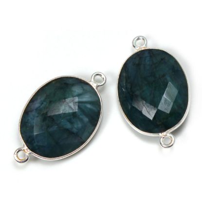 Wholesale Sterling Silver Bezel Gemstone Links - Faceted Oval Shape -EMERALD -May birthstone