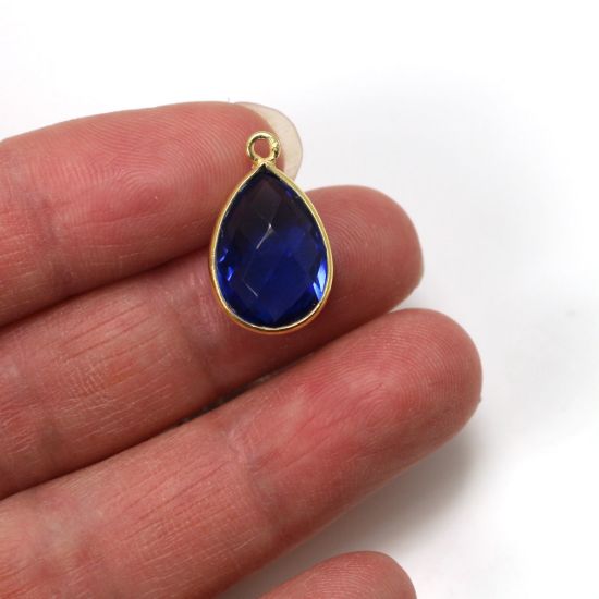 Wholesale Gold plated Sterling Silver Small Teardrop Bezel Iolite Quartz Gemstone Pendant, Wholesale Gemstone Pendants for Jewelry Making