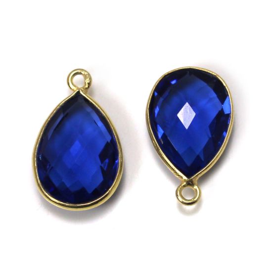 Wholesale Gold plated Sterling Silver Small Teardrop Bezel Iolite Quartz Gemstone Pendant, Wholesale Gemstone Pendants for Jewelry Making