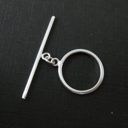 Wholesale Sterling Silver Simple Round Toggle with Long Bar 16mm (Sold Per Set)