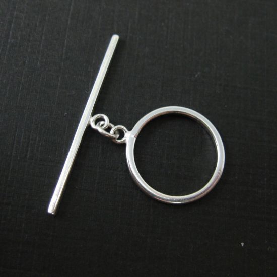 Wholesale Sterling Silver Simple Round Toggle with Long Bar 16mm (Sold Per Set)