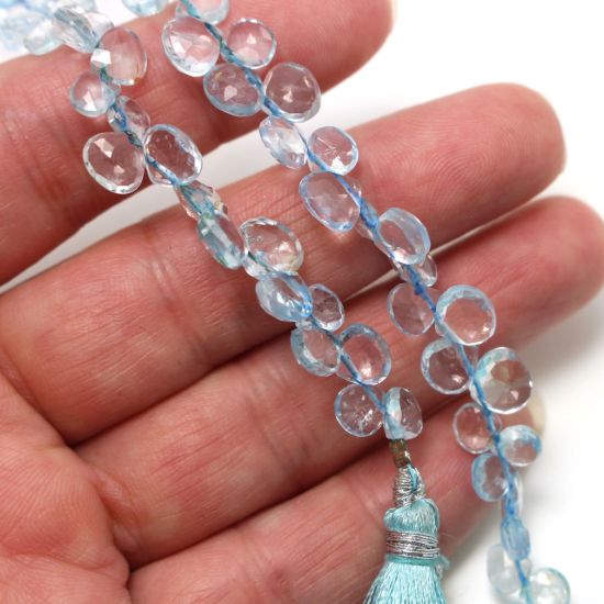 wholesale blue topaz gemstone bead strand 6mm heart shape