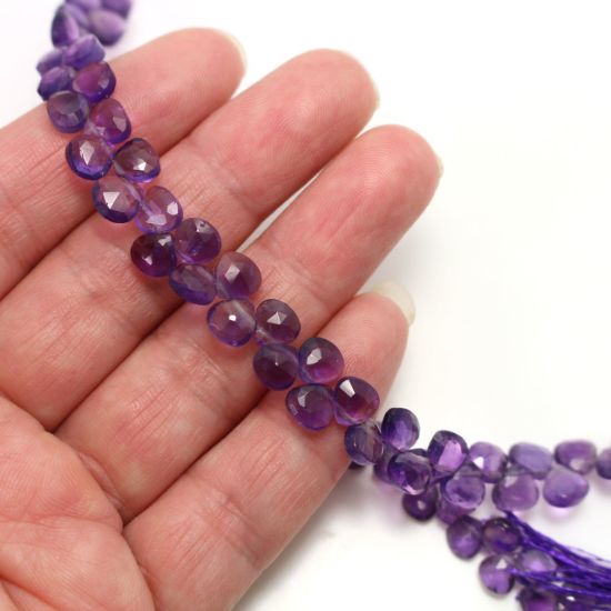 wholesale Amethyst gemstone bead strand 6mm heart shape