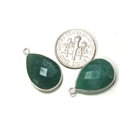 Wholesale Sterling Silver Bezel Gemstone Pendant - 13x18mm Faceted Long Teardrop Bezel - Natural Amazonite