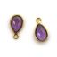 Wholesale Bezel Charm Pendant - Gold Plated Sterling Silver Charm - Natural Amethyst -Tiny Teardrop Shape