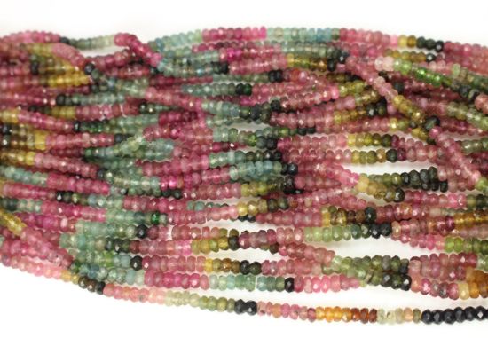 Wholesale Tourmaline - Semiprecious Gemstone Beads - Faceted Rondelle Beads -  13 inches