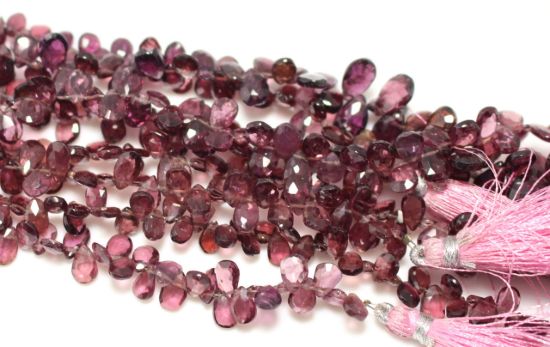 Wholesale Semiprecious Gemstone Beads - 100% Genuine Garnet Gemstone Bead - Faceted Pear Shape - (Sold Per Strand)
