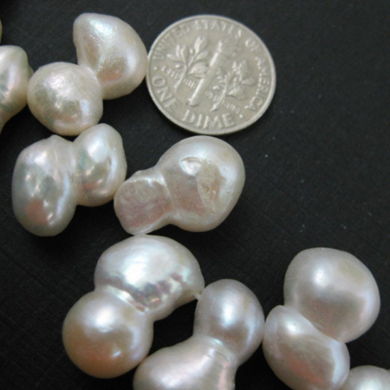 Wholesale Creamy White Freshwater Pearls - Top Drilled Peanut Shape 15-17mm - June Birthstone (15 inches)