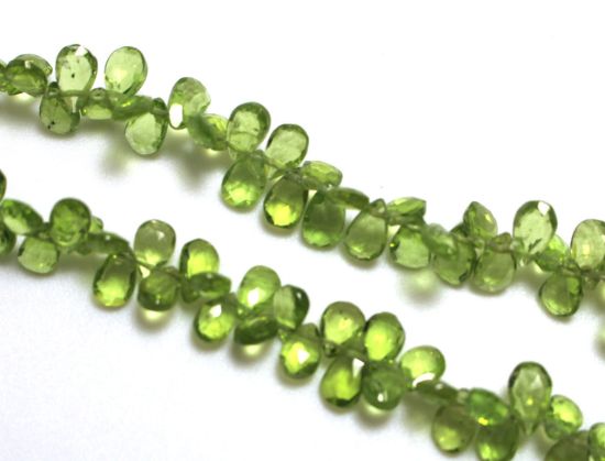 Wholesale Semiprecious Gemstone Beads - 100% Genuine Peridot Gemstone Bead - Faceted Pear Shape - (Sold Per Strand)