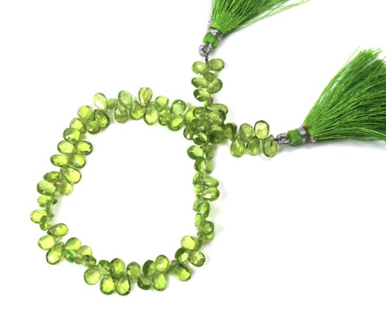 Wholesale Semiprecious Gemstone Beads - 100% Genuine Peridot Gemstone Bead - Faceted Pear Shape - (Sold Per Strand)