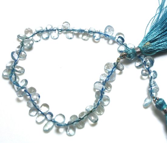 Wholesale Semiprecious Gemstone Beads - 100% Genuine Aquamarine Gemstone Bead - Faceted Pear Shape - 3 Sizes available(Sold Per Strand)