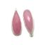 Wholesale Sterling Silver Bezel Charm Pendant - 34x11mm Elongated Teardrop - Pink Chalcedony