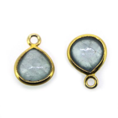 Wholesale Bezel Charm Pendant Natural Aquamarine  Tiny Heart Shape March Birthstone