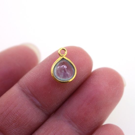Wholesale Bezel Charm Pendant Natural Aquamarine  Tiny Heart Shape March Birthstone