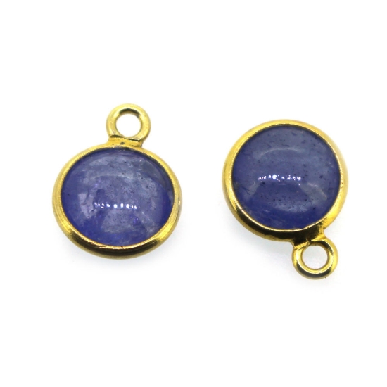 Wholesale Bezel Charm Pendant Natural Tanzanite Tiny Round Shape December Birthstone