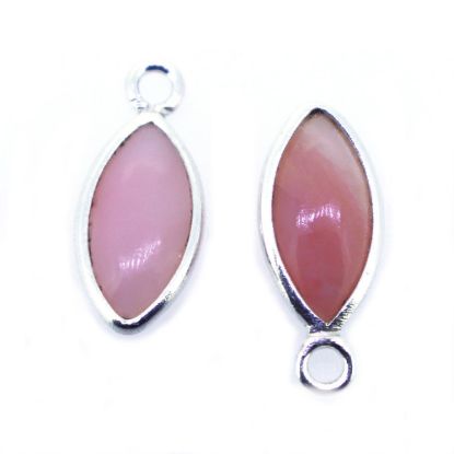 Wholesale Bezel Charm Pendant - Sterling Silver Charm - Natural Pink Opal -Tiny Marquise Shape -6x13mm