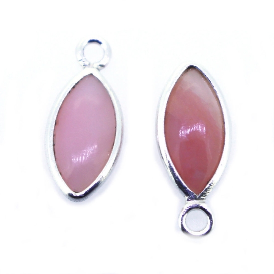 Wholesale Bezel Charm Pendant - Sterling Silver Charm - Natural Pink Opal -Tiny Marquise Shape -6x13mm