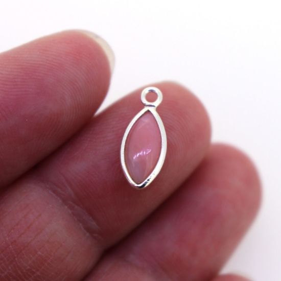 Wholesale Bezel Charm Pendant - Sterling Silver Charm - Natural Pink Opal -Tiny Marquise Shape -6x13mm