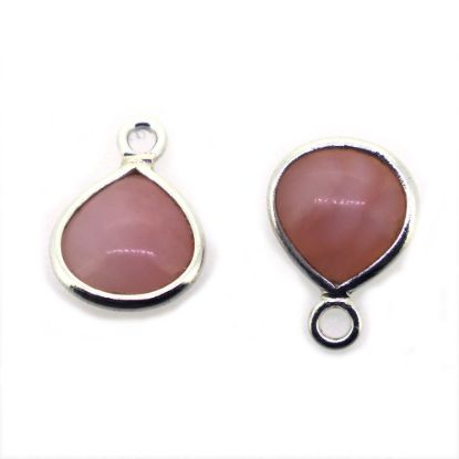 Wholesale Bezel Charm Pendant - Sterling Silver Charm - Natural Pink Opal -Tiny Heart Shape -7mm