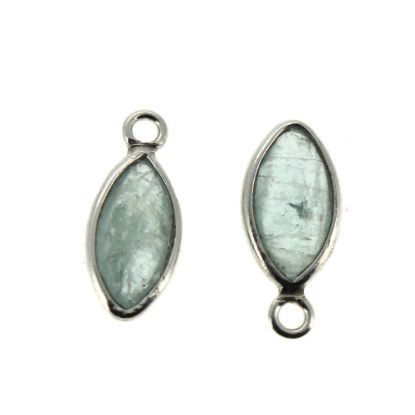 Wholesale Bezel Charm Pendant - Sterling Silver Charm - Natural Aquamarine -Tiny Marquise Shape -6x13mm