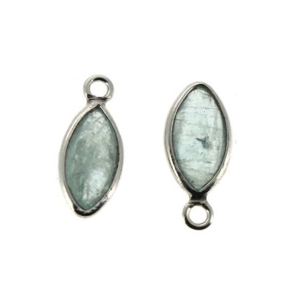 Wholesale Bezel Charm Pendant - Sterling Silver Charm - Natural Aquamarine -Tiny Marquise Shape -6x13mm
