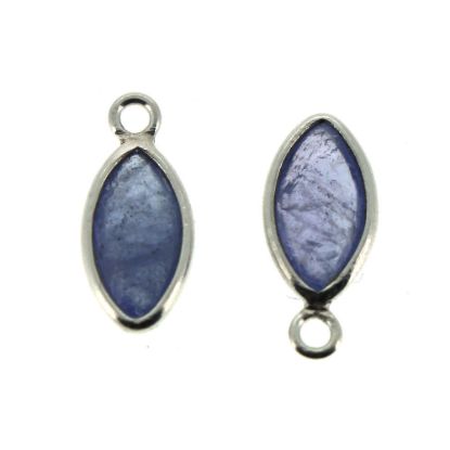 Wholesale Bezel Charm Pendant - Sterling Silver Charm - Natural Tanzanite -Tiny Marquise Shape -6x13mm