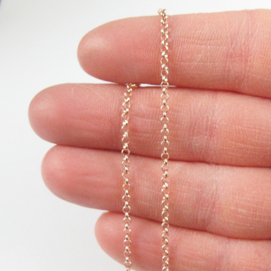 Wholesale Rose Gold Over Sterling Silver Bulk Chain - 2mm Rolo Chain (sold per foot)
