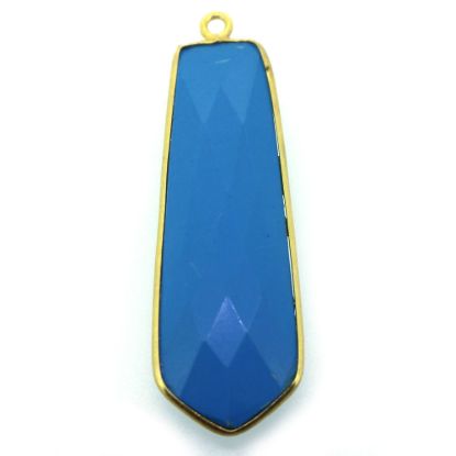 Wholesale Gold  Bezel Gemstone Pendant-Tie Shape-Turquoise 40mm-(ONE OF A KIND)