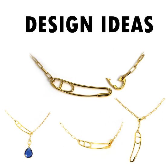 Wholesale Gold Over 925 Sterling Silver Paper Clip Charm - 40x8 mm (1 pc)