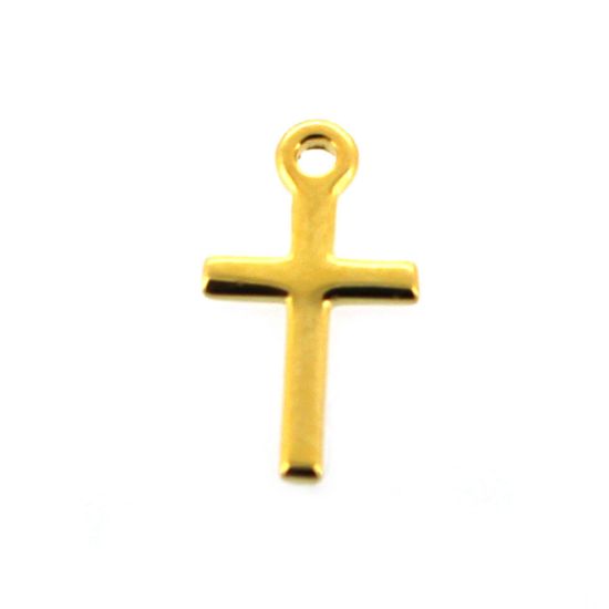 Wholesale Gold Over 925 Sterling Silver Tiny Cross Charm - 10x6 mm (1 pc)