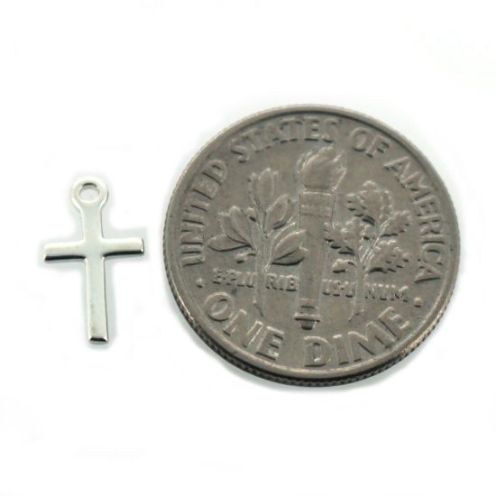 Wholesale 925 Sterling Silver Tiny Cross Charm - 10x6 mm (1 pc)